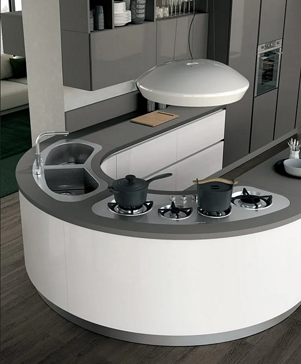 Кухня с островом из материала LUBE CUCINE  Clover 01 фабрика LUBE CUCINE из Италии. Фото №2