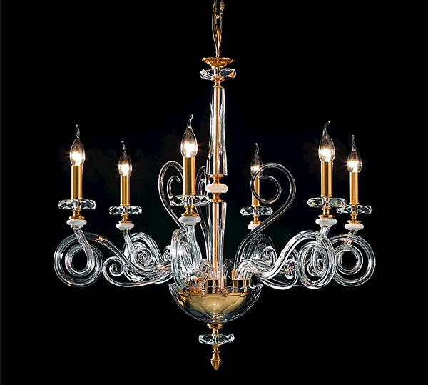 Люстра из стекла и металла Cloe L6 Euroluce Lampadari фабрика EUROLUCE LAMPADARi из Италии. Фото №2