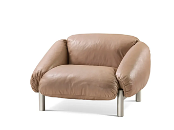 Кресло с подлокотниками из кожи GHIDINI1961 FLO LB203