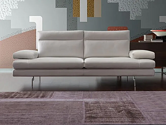 Диван с обитой спинкой на три места из кожи Calia Italia Toby Wing PREMIUM 1161
