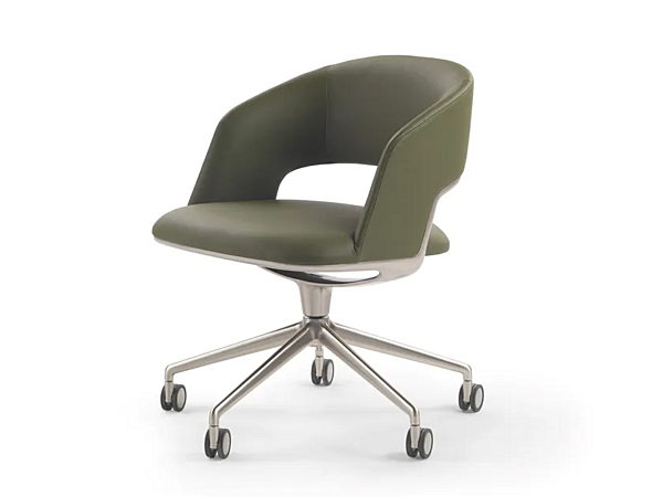 Кожаное офисное кресло с 5-лучевой основой и колесами FLEXFORM Alma 29813 фабрика FLEXFORM из Италии. Фото №2