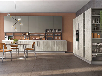 Кухня с ручками из материала LUBE CUCINE коллекции Plus Bridge 2
