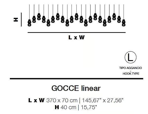 Подвесная лампа из муранского стекла Gocce Linear LED Euroluce Lampadari фабрика EUROLUCE LAMPADARi из Италии. Фото №2
