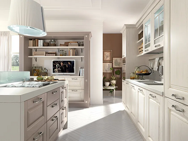 Деревянная кухня с островом и ручками LUBE CUCINE Laura 01 фабрика LUBE CUCINE из Италии. Фото №3