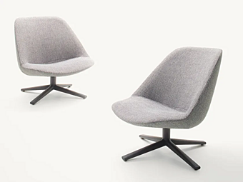 Кресло с вращающимся основанием и обитой спинкой из ткани PAOLA LENTI Adele B122D