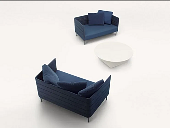 Диван с мягкой спинкой на два места из ткани PAOLA LENTI Frame on B18AA