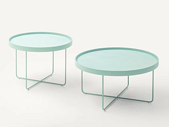 Кофейный столик круглой формы из стали и дерева с подносом PAOLA LENTI Passepartout B145B/B145F