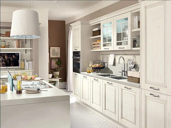 Деревянная кухня с островом и ручками LUBE CUCINE Laura 01 фабрика LUBE CUCINE из Италии. Фото №2