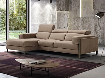 Диван с мягкой спинкой и шезлонгом из ткани MitoHome Loren