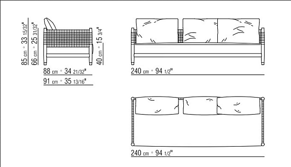 Диван с обитой спинкой на три места из ткани FLEXFORM Parker 29504/29507 29514/29517 фабрика FLEXFORM из Италии. Фото №4