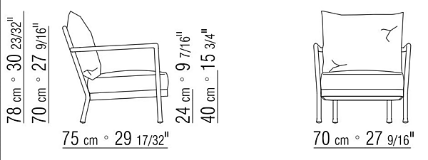 Кресло с подлокотниками из алюминия и ткани CAMARGUE FLEXFORM 2A6C1 фабрика FLEXFORM из Италии. Фото №9
