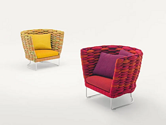Кресло с обитой спинкой из ткани PAOLA LENTI Ami B32G