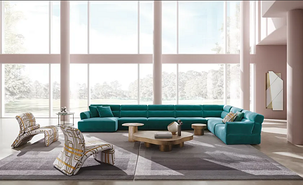 Секционный тканевый диван с мягкой спинкой CASAMILANO Cozy фабрика CASAMILANO из Италии. Фото №3