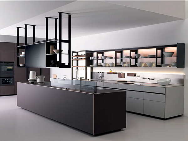 Кухня с островом без ручек из ламината шоколад VALCUCINE Riciclantica Outline фабрика VALCUCINE из Италии. Фото №3