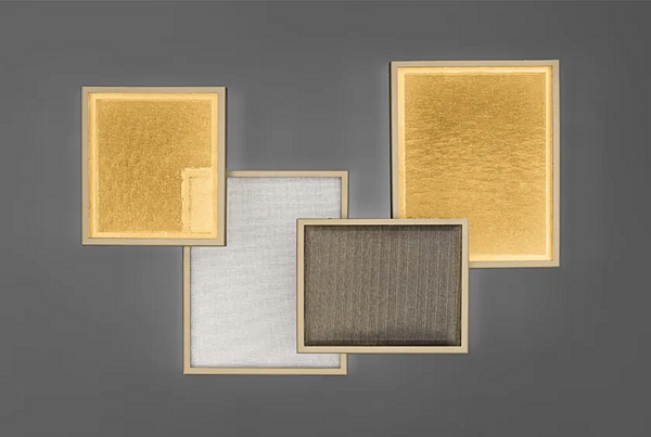 Светильник настенный из стекла и ткани LED QUADRO Euroluce Lampadari фабрика EUROLUCE LAMPADARi из Италии. Фото №3