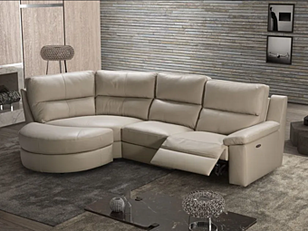 Диван-реклайнер с пуфом из ткани MitoHome Zaire