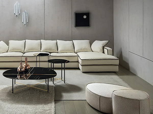 Обитый тканевый пуф с съемной подкладкой CASAMILANO FRANCIS фабрика CASAMILANO из Италии. Фото №6