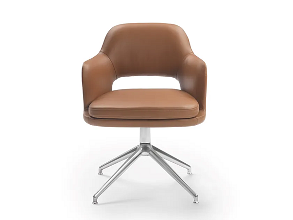 Кресло с обивкой из кожи на вращающемся основании с четырьмя спицами FLEXFORM ELISEO 29614 фабрика FLEXFORM из Италии. Фото №2