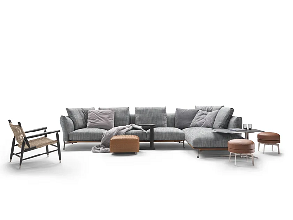 Секционный диван с мягкой спинкой и шезлонгом из ткани FLEXFORM AMBROEUS фабрика FLEXFORM из Италии. Фото №5