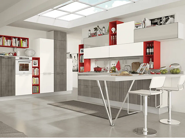 Кухня с ручками из массива LUBE CUCINE Noemi 1 фабрика LUBE CUCINE из Италии. Фото №1