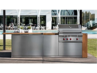 Уличная кухня из стали ASTER CUCINE Outdoor Iroko Уличная кухня из стали ASTER CUCINE Outdoor Iroko фабрика Aster Cucine из Италии