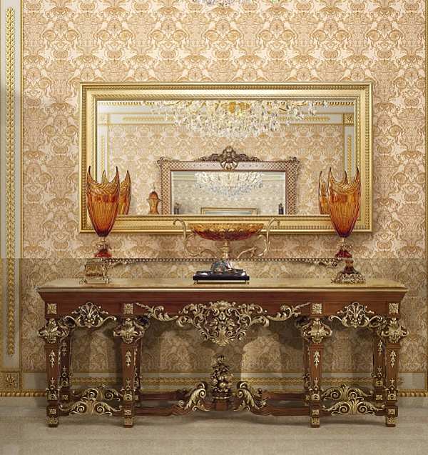 Комплект: зеркало с отделкой золото и консоль Modenese Gastone фабрика MODENESE GASTONE из Италии. Фото №1
