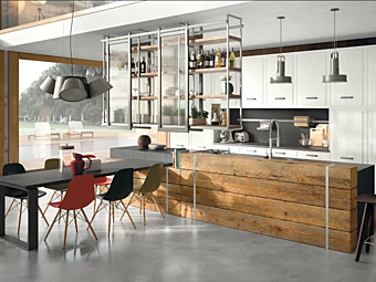 Современная кухонная мебель с островом и ручками MARCHI GROUP  Brera 76