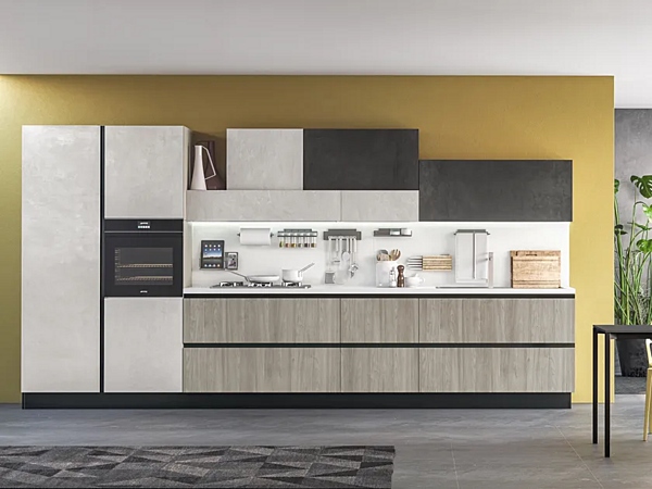 Линейная кухня с фасадами из МДФ LUBE CUCINE Plus Neck 2 фабрика LUBE CUCINE из Италии. Фото №1