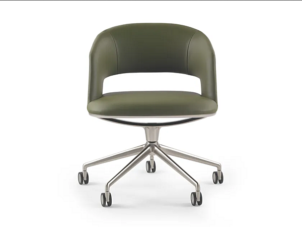 Кожаное офисное кресло с 5-лучевой основой и колесами FLEXFORM Alma 29813 фабрика FLEXFORM из Италии. Фото №1
