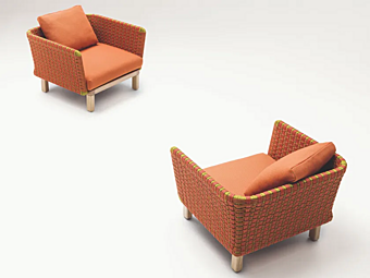 Кресло с подлокотниками из ткани PAOLA LENTI Sabi B39R