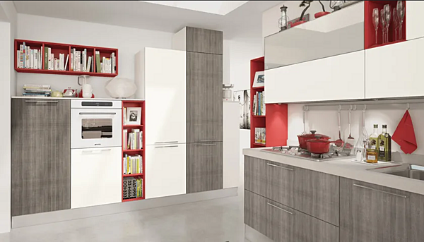 Кухня с ручками из массива LUBE CUCINE Noemi 1 фабрика LUBE CUCINE из Италии. Фото №2