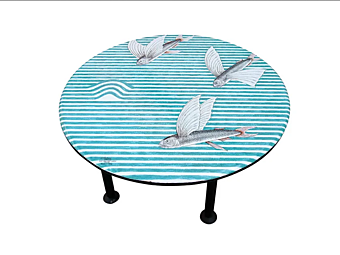 Кофейный столик круглой формы из лавового камня L_Antica Deruta Flying Fish FF/TAV/01