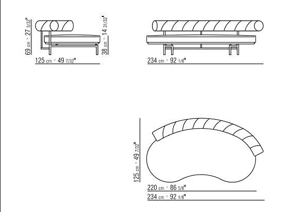 Изогнутый садовый диван из ткани Supermax FLEXFORM фабрика FLEXFORM из Италии. Фото №9