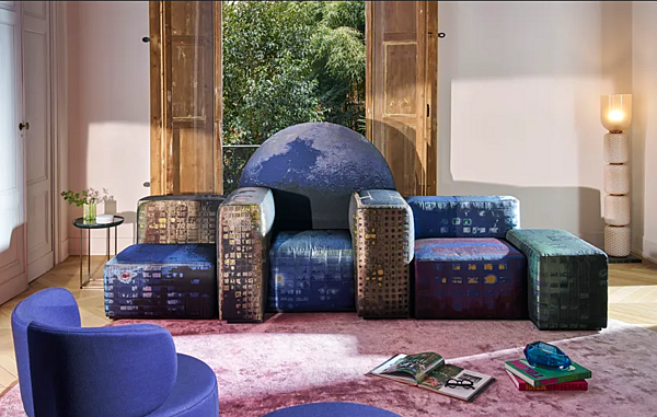 Секционный диван с мягкой спинкой из ткани Notturno CASSINA NY695244 фабрика CASSINA из Италии. Фото №4