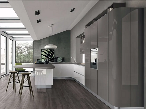 Кухня с островом из материала LUBE CUCINE  Clover 01 фабрика LUBE CUCINE из Италии. Фото №1