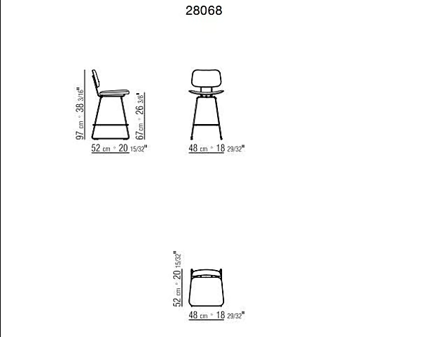 Барный стул с обитой спинкой из высококачественной кожи FLEXFORM ECHOES S H фабрика FLEXFORM из Италии. Фото №4