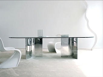 Овальный стол из стекла и нержавеющей стали Gallotti&Radice RAJ Овальный стол из стекла и нержавеющей стали Gallotti&Radice RAJ фабрика Gallotti & Radice из Италии