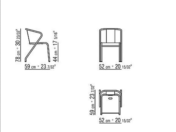 Металлический садовый стул с покраской FLEXFORM Calipso 02C8A1 фабрика FLEXFORM из Италии. Фото №2