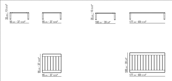 Прямоугольный садовый боковой стол из ироко FLEXFORM KOBO фабрика FLEXFORM из Италии. Фото №3