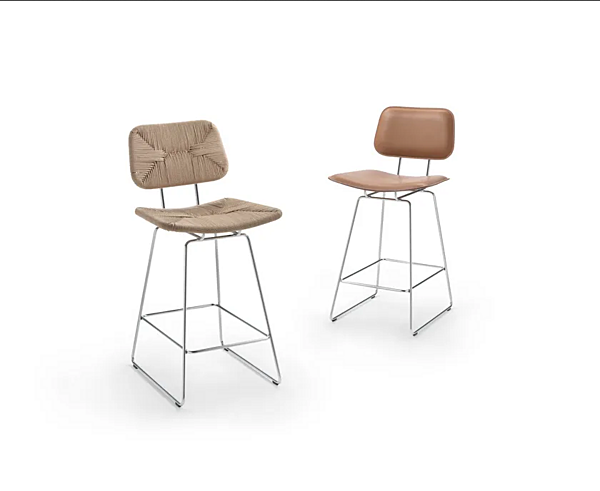 Барный стул с обитой спинкой из высококачественной кожи FLEXFORM ECHOES S H фабрика FLEXFORM из Италии. Фото №3