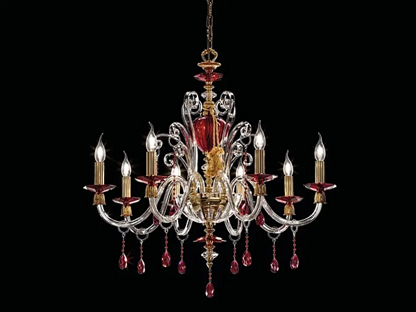 Люстра с кристаллами Сваровски Rubino Alicante L8 Euroluce Lampadari фабрика EUROLUCE LAMPADARi из Италии. Фото №1