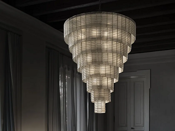 Подвесная лампа из сатинового стекла коллекции Plisse Euroluce Lampadari фабрика EUROLUCE LAMPADARi из Италии. Фото №1