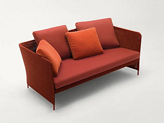 Диван с обитой спинкой на два места из ткани PAOLA LENTI Teatime B56B