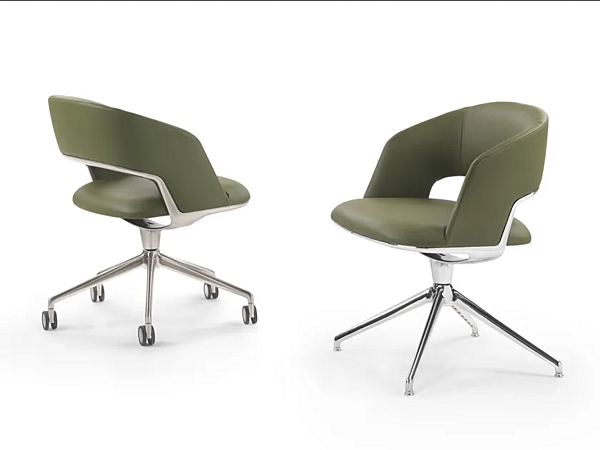 Кресло с обивкой из кожи на вращающейся базе с четырьмя спицами FLEXFORM ALMA 29812 фабрика FLEXFORM из Италии. Фото №2