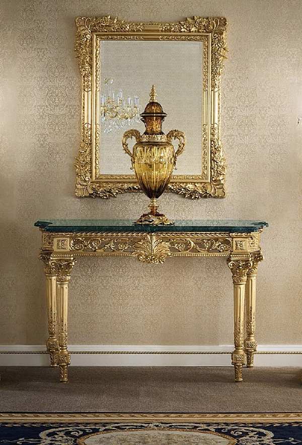 Зеркало с консолью в золотой отделке и столешницей из мрамора Modenese Gastone фабрика MODENESE GASTONE из Италии. Фото №1