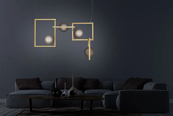Подвесная лампа из металла и пирекса Rhythm от Euroluce Lampadari фабрика EUROLUCE LAMPADARi из Италии. Фото №3