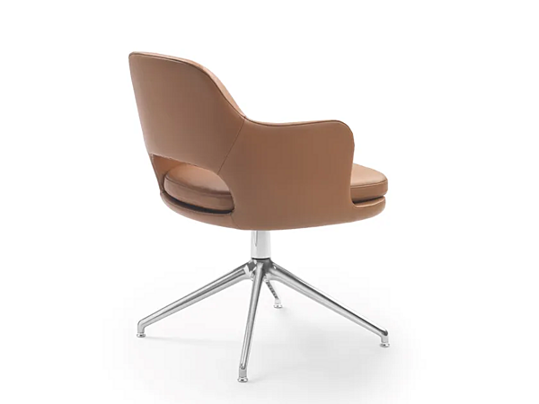 Кресло с обивкой из кожи на вращающемся основании с четырьмя спицами FLEXFORM ELISEO 29614 фабрика FLEXFORM из Италии. Фото №3
