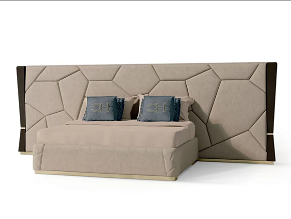 Кровать king size с обитой спинкой из ткани NABUK CARPANESE 7589 7589 фабрика CARPANESE из Италии. Фото №1