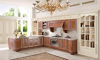 Деревянная кухня с ручками и островом LUBE CUCINE Pantheon