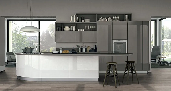 Кухня с островом из материала LUBE CUCINE  Clover 01 фабрика LUBE CUCINE из Италии. Фото №3